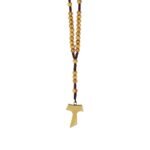 Terço de Madeira e Corda, Oliveira, c/Cruz Tau, 8MM