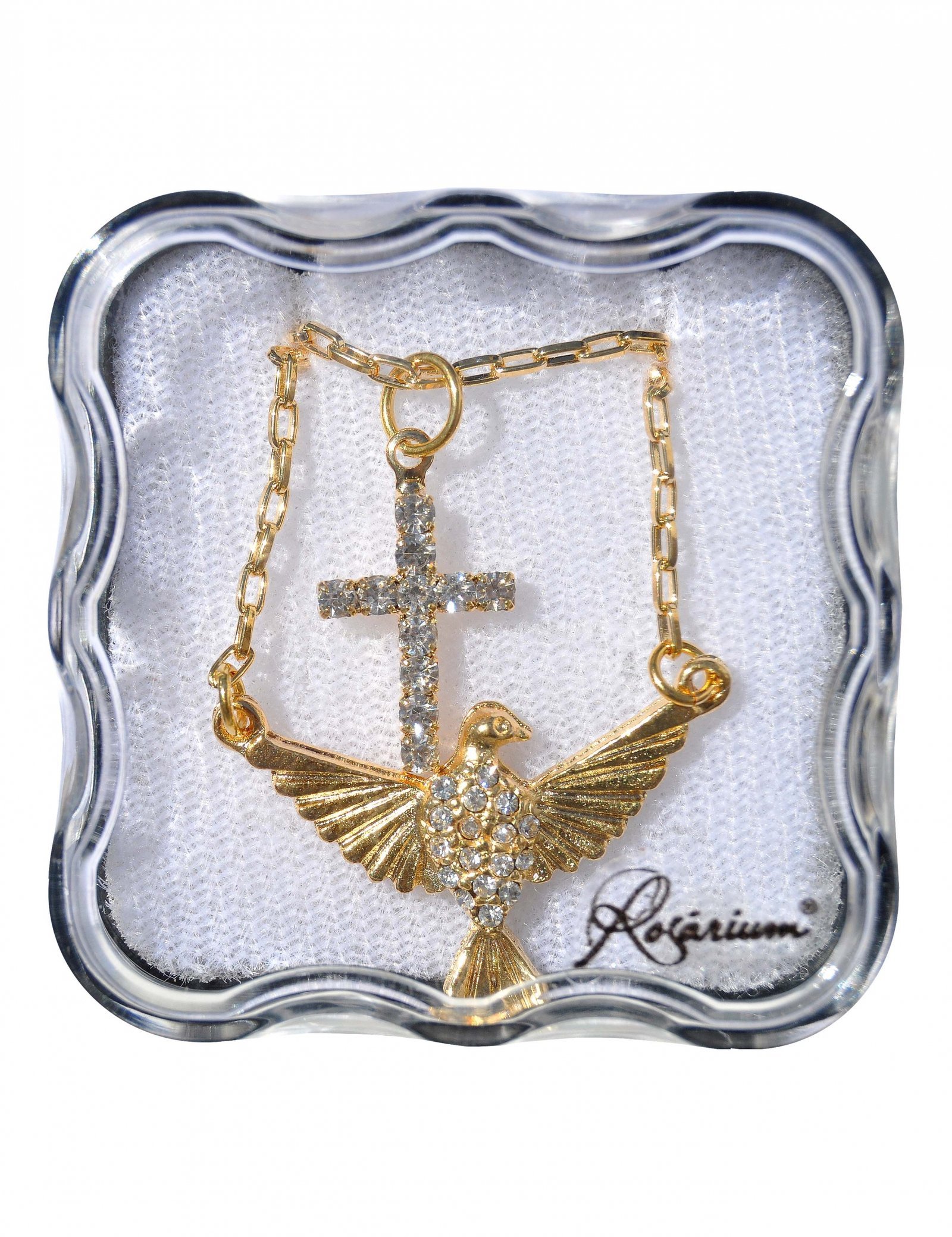 2201801414_MF_279.jpg Fio - Pomba e crucifixo com strassFolheado a ouro - Image 1