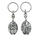 Porta-Chaves de Metal Oval c/Aparição e São Cristovão