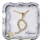 Fio - Medalha c/ cruz - c/ strass - Rainha da PazDourado