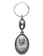 Porta-Chaves em metal oval com Papa Francisco e Miserico