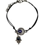 Pulseira Cordel c/Mão de Fátima e Olho Turco