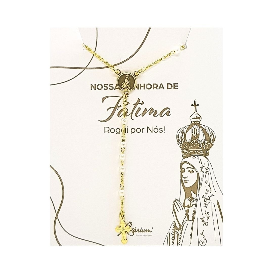 2711546900_T781NV______5_78.jpg Terço Banhado a Ouro 18K c/contas de Pérolas 2MM - Fátima - Image 1