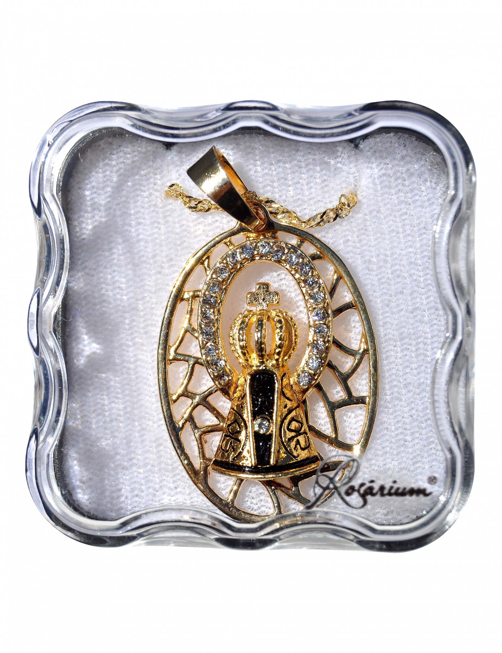 2730565218_MF_240.jpg Fio- Resplendor com Nª Srª Aparecida - c/ strassFolheado a ouro - Image 1