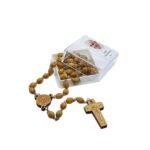 Terço do Papa Francisco em Madeira de Oliveira Oval 6/8, Gravado a Laser, c/caixa