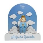 Mini Expositor em Madeira,Coleção L&L, Anjo Menino Azul