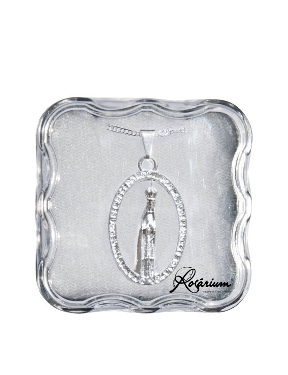 2981284097_MF_674.jpg Medalha folheada a prata - oval recortadaNª Srª de FátimaProduto comemorativo do Centenário das Aparições de Fátima - Image 1