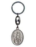 Porta-Chaves de Metal Oval com Aparição de Fátima