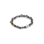 Pulseira de pedra hematite 6mm com medalha de S.Bento