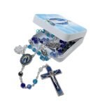 Terço de Cristal Disco Esfumado 8mm, Nossa Senhora das Graças