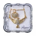 Fio - Pomba e coração com strassFolheado a ouro