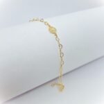 Pulseira Banhada a Ouro 18K c/Corrente Corações e Medalha Aparição de Fátima - Image 2