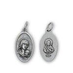 Medalha em Metal Oval c/ Nossa Senhora/ Sagrado Coração, 2.50cm