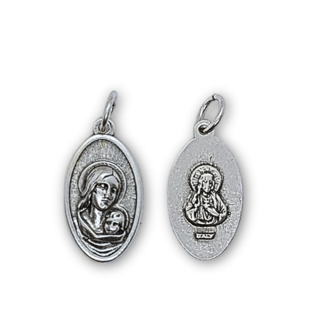 3242039033_MD523_____0_22.jpg Medalha em Metal Oval c/ Nossa Senhora/ Sagrado Coração, 2.50cm - Image 1