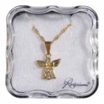 Colar - Anjo com strassFolheado a ouro