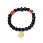 Pulseira de Pedra Vulcânica de Lava c/Pedra Colorida, 8MM - Cores Sortidas