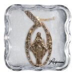 Medalha Oval Bordada c/ strass - Nª Srª das GraçasDourada