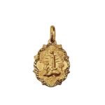 Medalha de Metal Lapidada Oval Dourada, Nossa Senhora das Graças,18x15mm