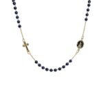 Terço Banhado a Ouro 18K c/contas de Pérolas Azuis 4MM - Fátima - Image 2