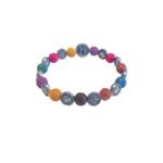 Pulseira de Rosas Alpaque/Acrílico Multicor, 8mm, c/ Medalha de São Bento