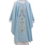 Casula 'Mariana' com Estolãoem Mini-Mate 100% PolyesterAzul marinho