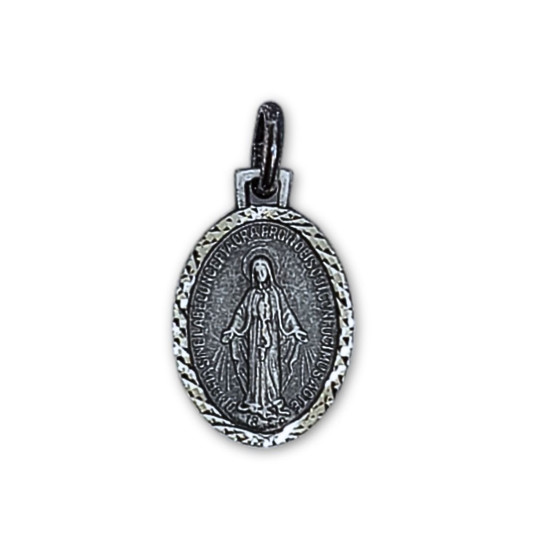 3781243466_MD57.jpg Medalha de Metal Lapidada Oval, Nossa Senhora das Graças,19x14mm - Image 1
