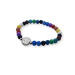 Pulseira de Pedra Natural Vulcânica de Lava Colorida, 6mm