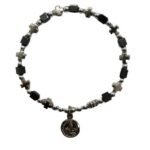 Pulseira Pedra - Hematite 4x4 Elastico c/ Cruz Celtica