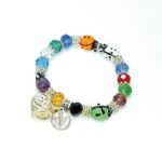 Pulseira de Cristal Laminado 10MM colorida c/ Joaninhas