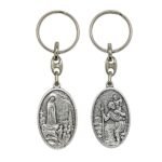 Porta-Chaves de Metal Oval c/Aparição e São Cristóvão