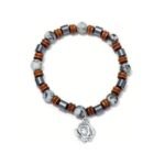 Pulseira de Pedra Hematite e de Madeira, 6MM - Cores Sortidas