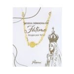 Pulseira Banhada a Ouro 18K c/Corrente Corações e Medalha Aparição de Fátima