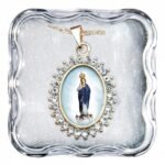 Medalha colorida oval c/ Strass