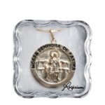 Medalha folheada a ouro - redonda c/ strassAparição de FátimaProduto comemorativo do Centenário das Aparições de Fátima