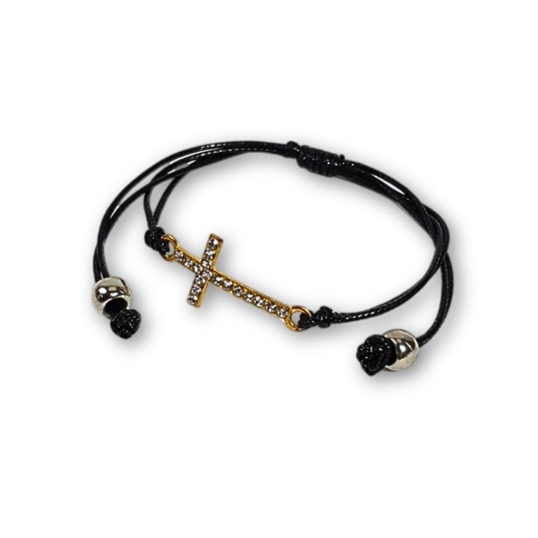 795235073_PSP240D1.jpg Pulseira Cordel c/Simbolo Cruz c/Swarovski - Image 1