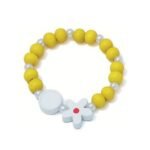 Pulseira de Madeira Infantil c/Flor - Cores Sortidas