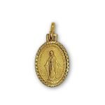 Medalha de Metal Lapidada Oval dourada,Nossa Senhora das Graças,19x14mm