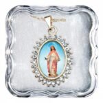 Medalha colorida oval c/ Strass