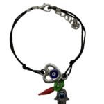 Pulseira Cordel c/Coração Olho Turco e Pimenta