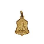 Medalha de Metal Lapidada Sino Dourada, Nossa Senhora Fátima, 20x15cm