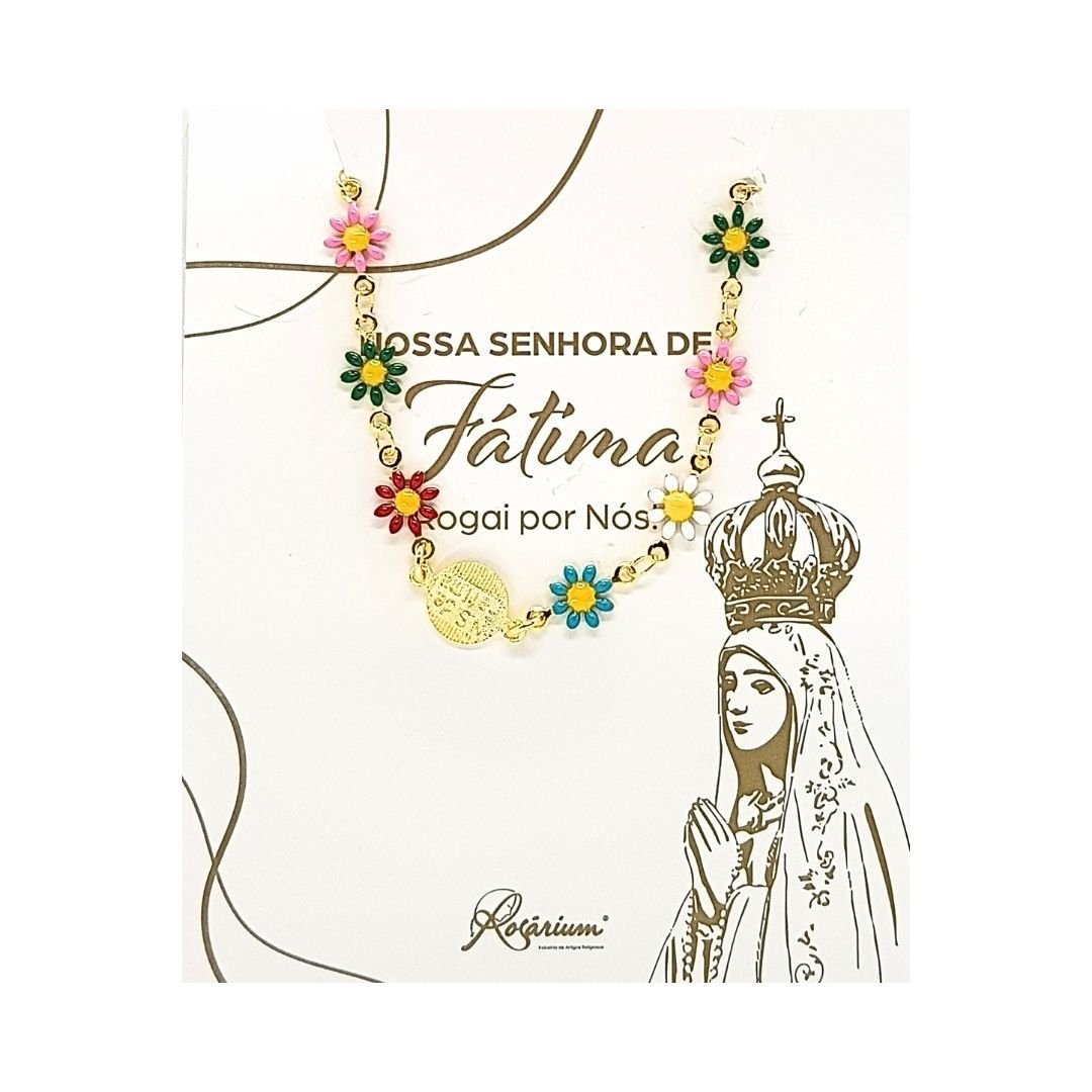 989295227_P2091NV_____5_17.jpg Pulseira Banhada a Ouro 18K com Malmequeres Coloridos - Aparição - Image 1