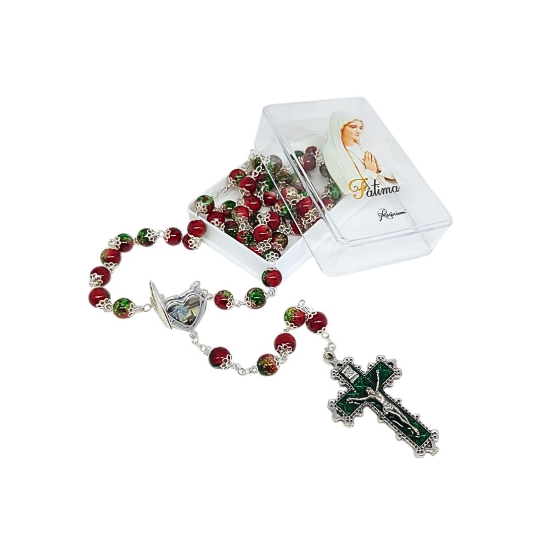 T5015ANR-1916. €4.85 vermelho e verde Terço de Vidro - Image 1